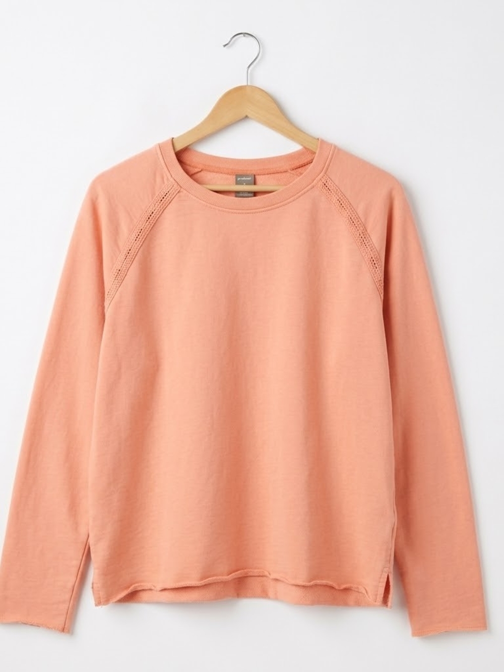 EDDIE Bauer Women's M Peach Crewneck Embroidered Raglan Sweatshirt Boho Casual